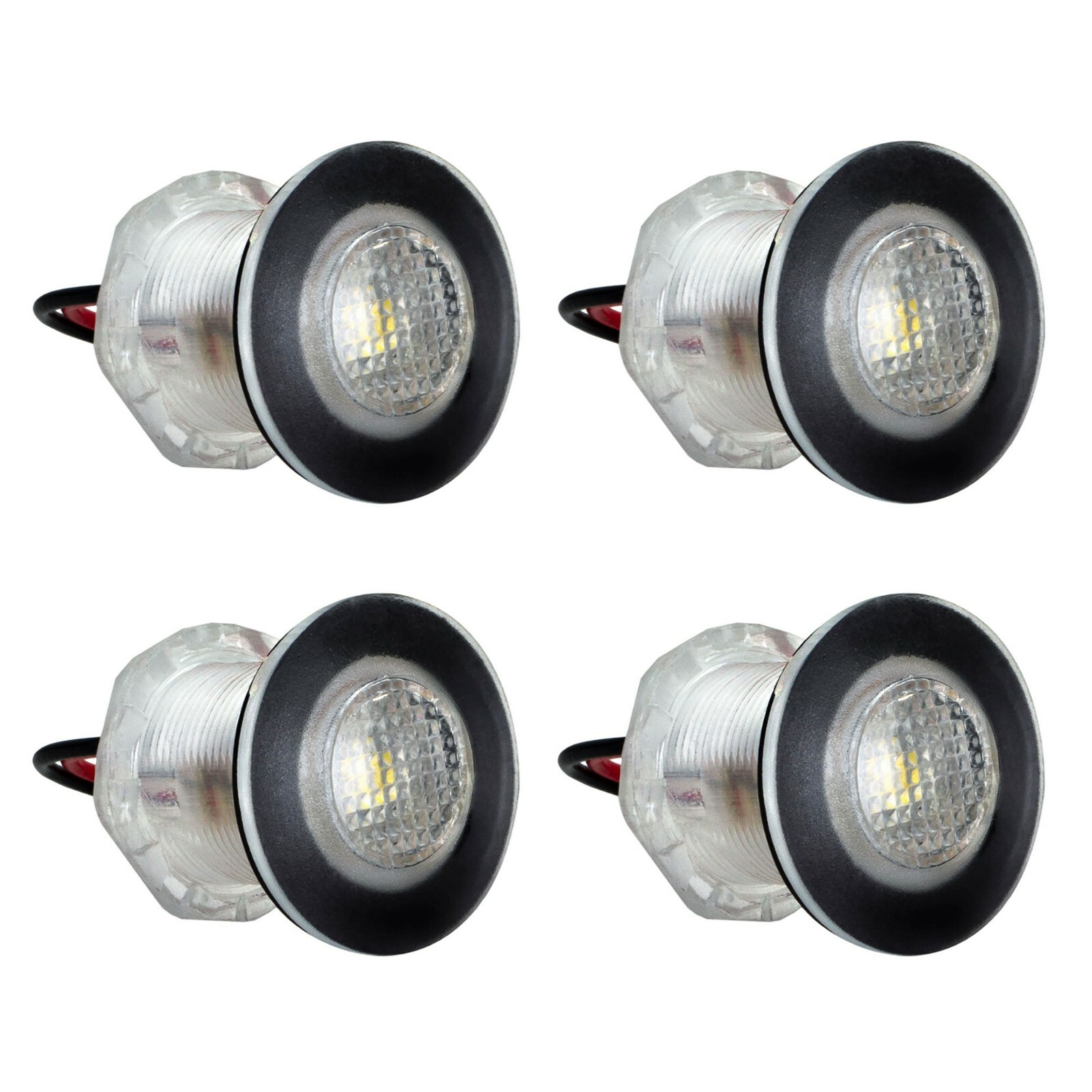 RecPro Livewell Round Led White RV Courtesy Light 12V Waterproof (4 Pack)