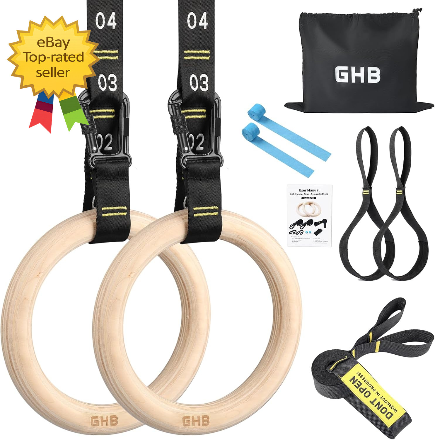 Wooden Gym Rings 1 25 Inch Adjustable Straps Olympic Rings Fitness For Workout