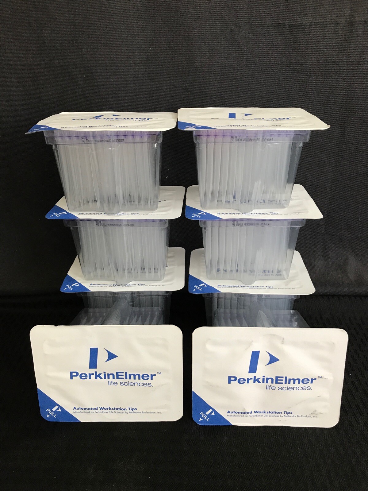 (768) PERKIN ELMER 1000uL Clear Non-Conductive Automated Pipet Tips 8x96 6001253