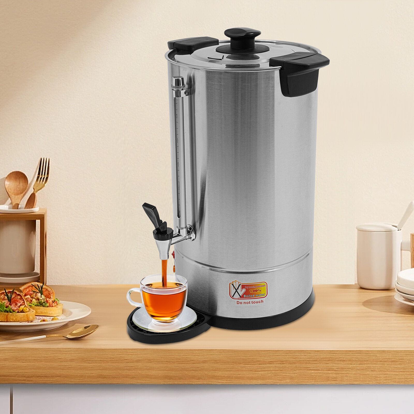 15L/3.96 Gal Commercial Electric Coffee Pot  Hot Water Dispenser Stainless Steel