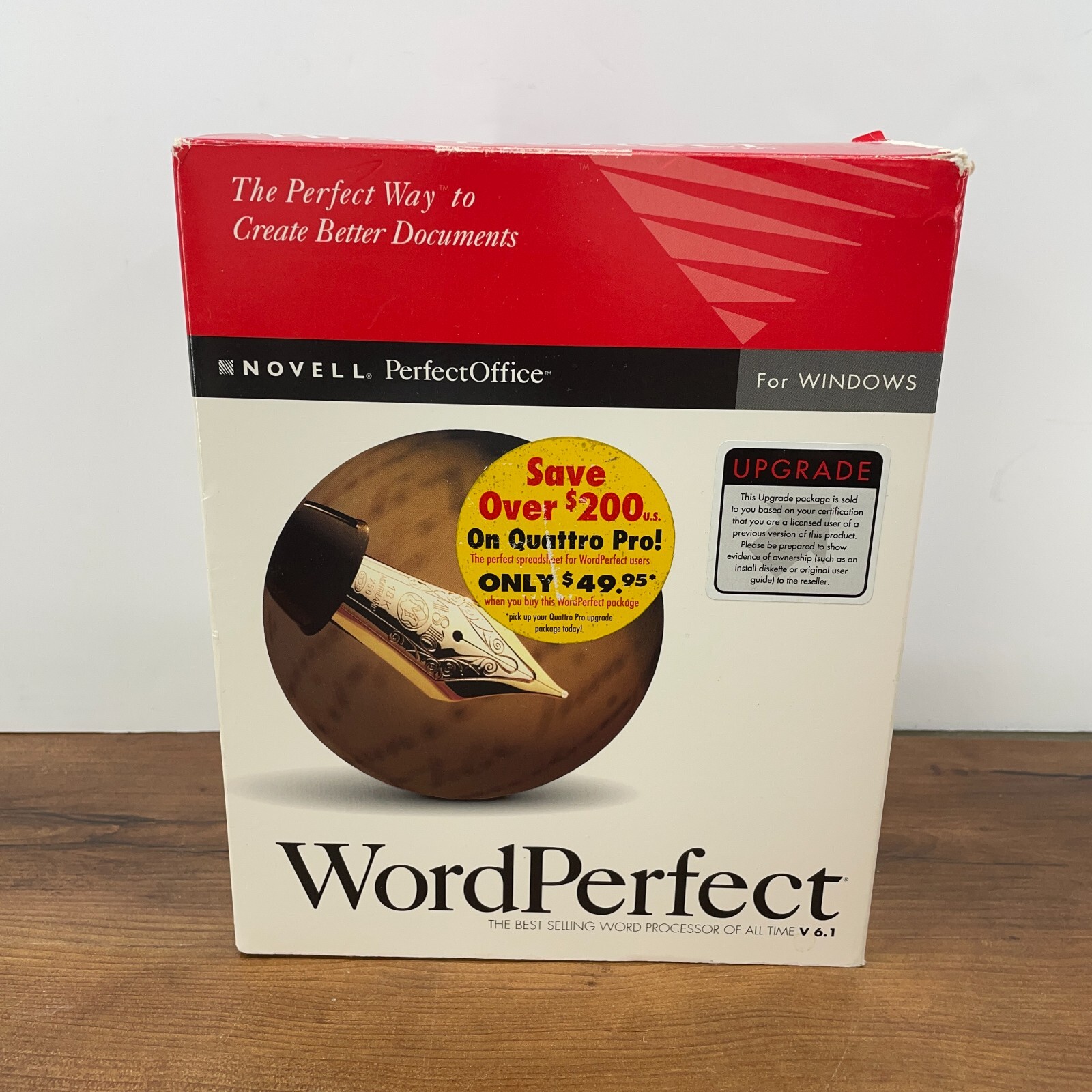WordPerfect 6.1 for Windows 3.5" Floppy Disk Upgrade Word Processor Novell NOB