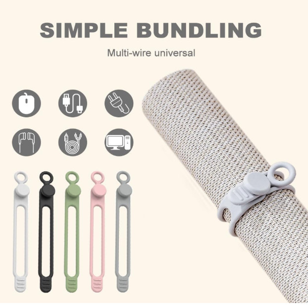 20pcs Data Cable Organizer, 2025 New Silicone Cable Ties Cable Management