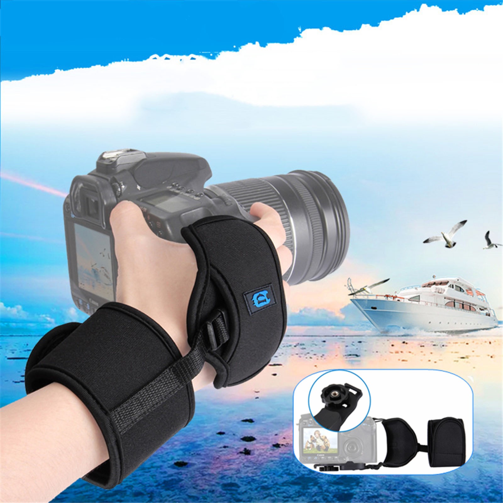 ]Neoprene Wrist Stabilizing Strap Hand Support For Canon Nikon SLR/DSLR Camera K