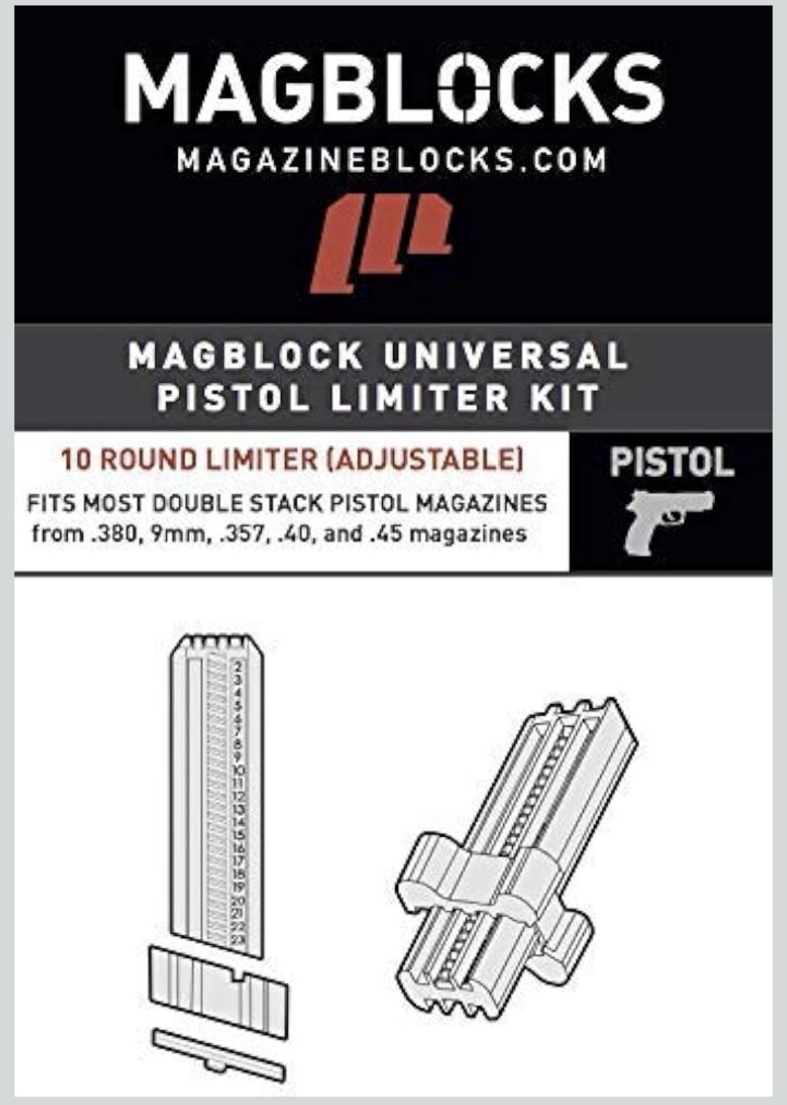 Universal Pistol Magazine Limiter 3 Pack by MagazineBlocks Magblock