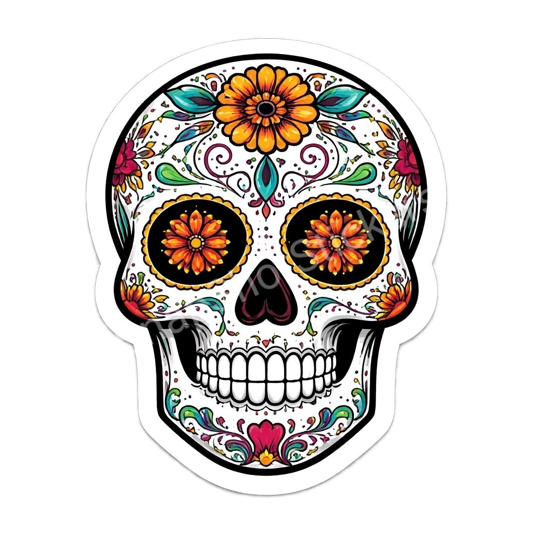 Sugar Skull Day of the Dead Dia De Los Muertos Vinyl Sticker Decal Car Truck