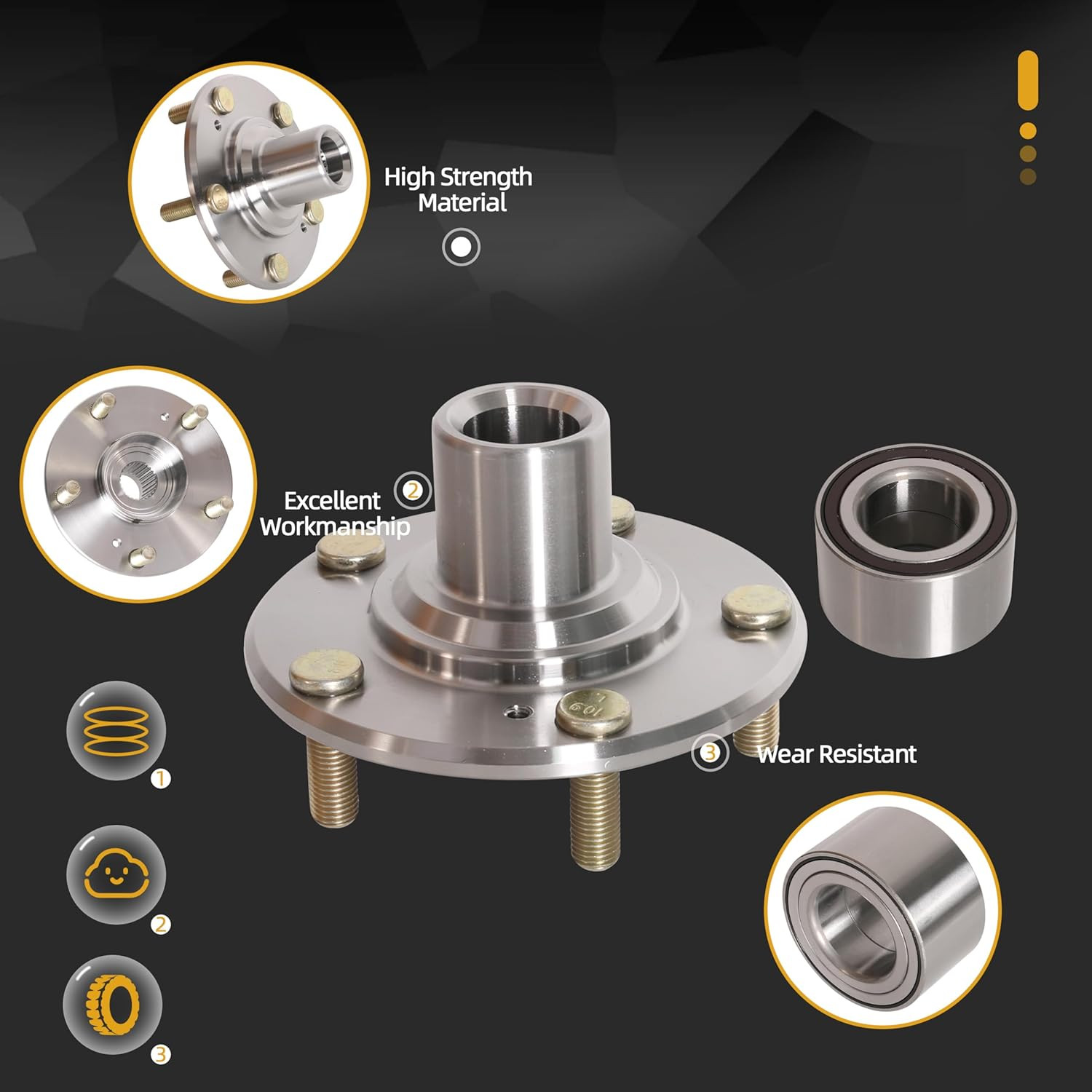 2 Front Wheel Hub Bearing Honda Civic 1.5L 1.8L 2012-2015 44600TR0A00 NT510089