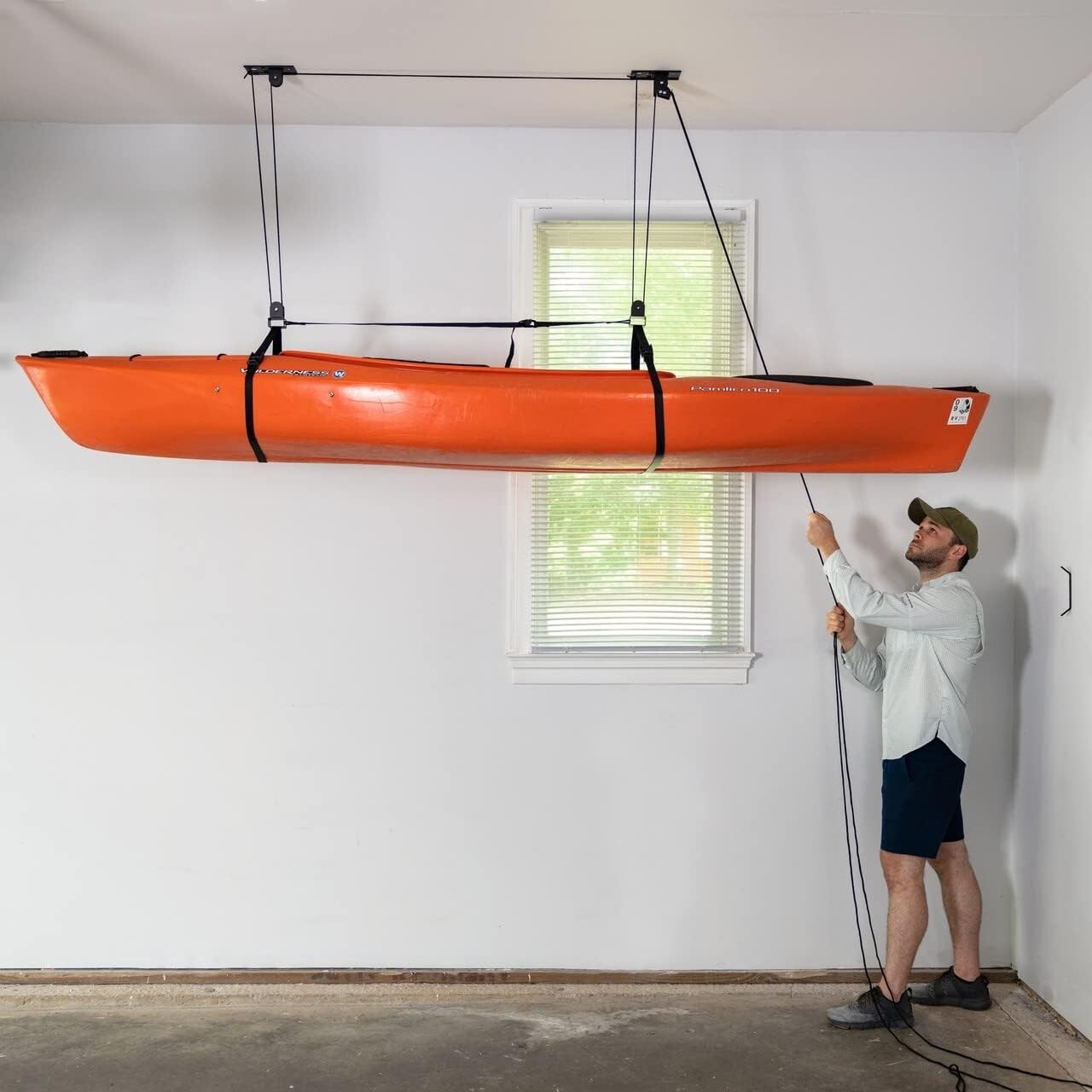 Kayak And Canoe Ceiling Pulley System Garage Mount Storage Hoist Heavy Duty