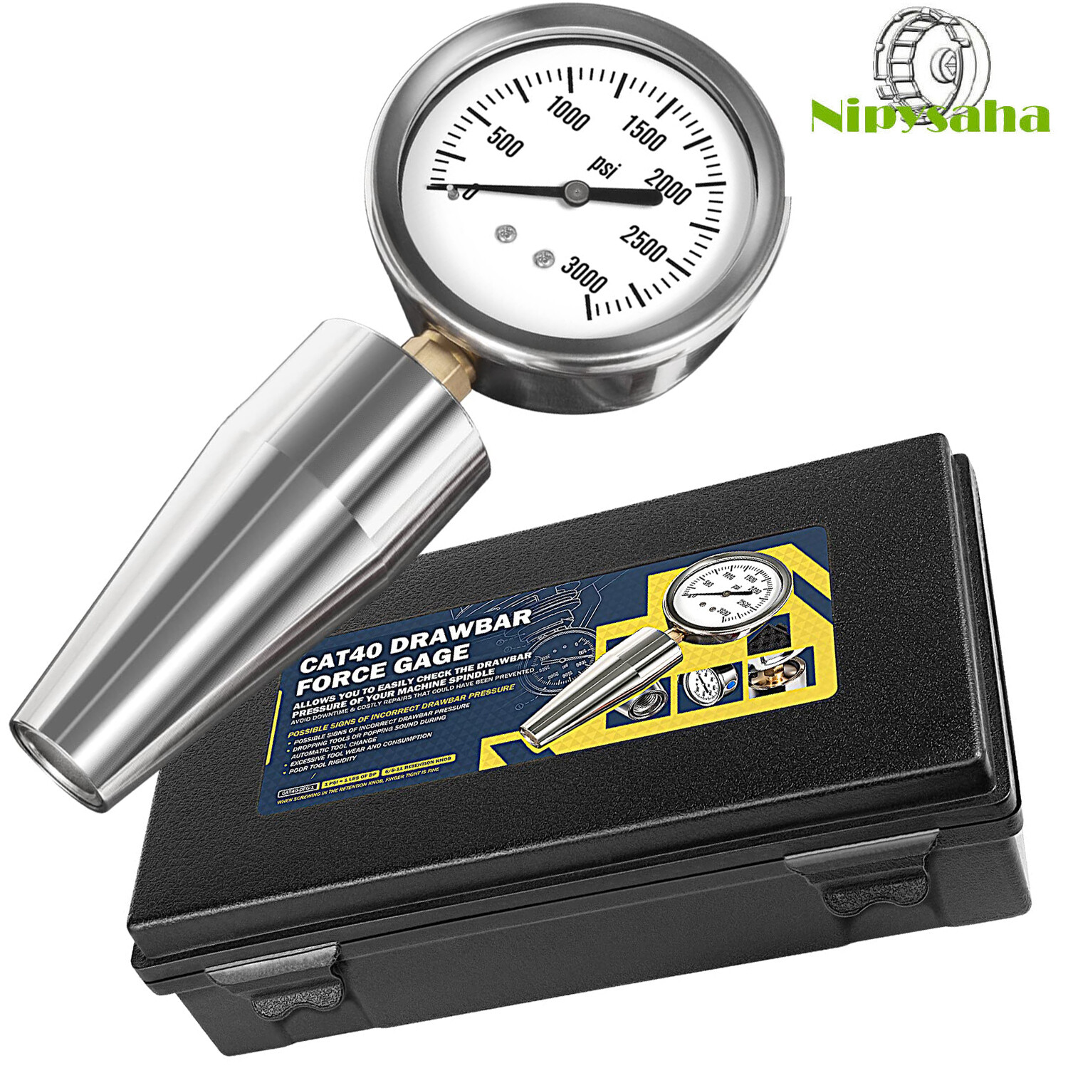 For All CAT 40 Bt 40 Spindle Drawbar Force Gauge Tester Checker Tool 0-3000PS