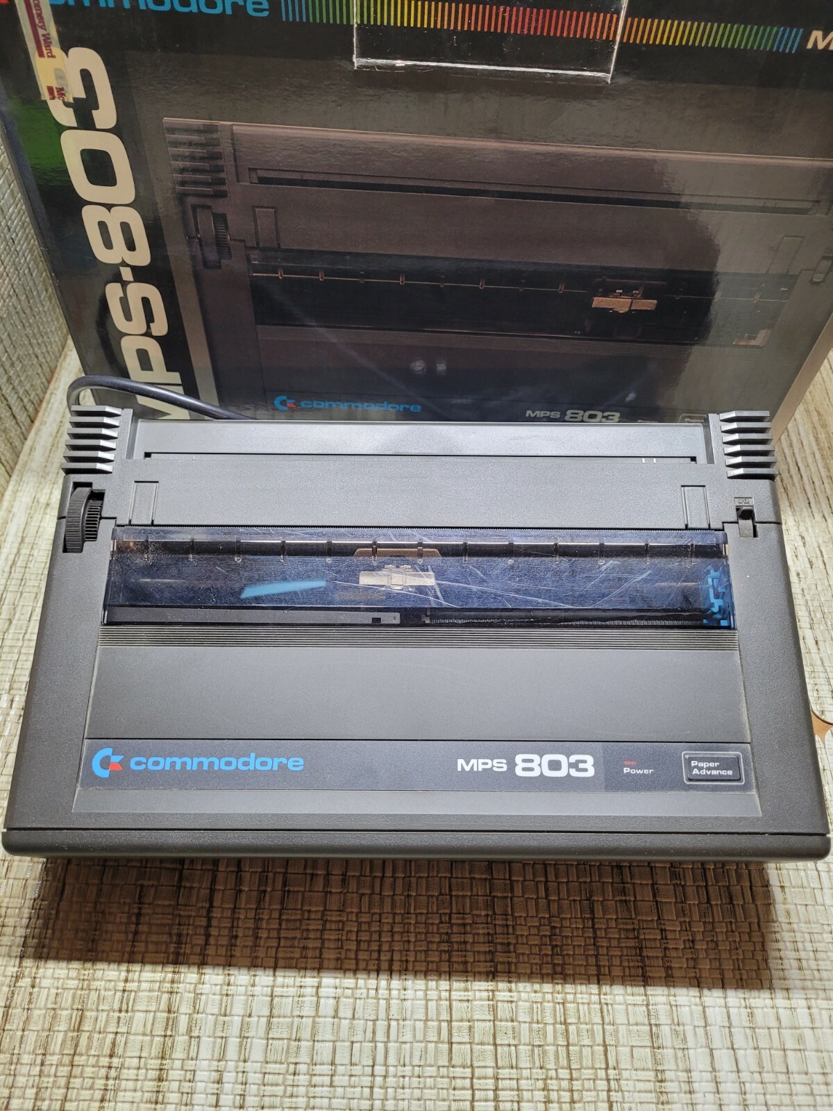 Commodore MPS-803 Dot Matrix Printer with Box UNTESTED POWERS ON