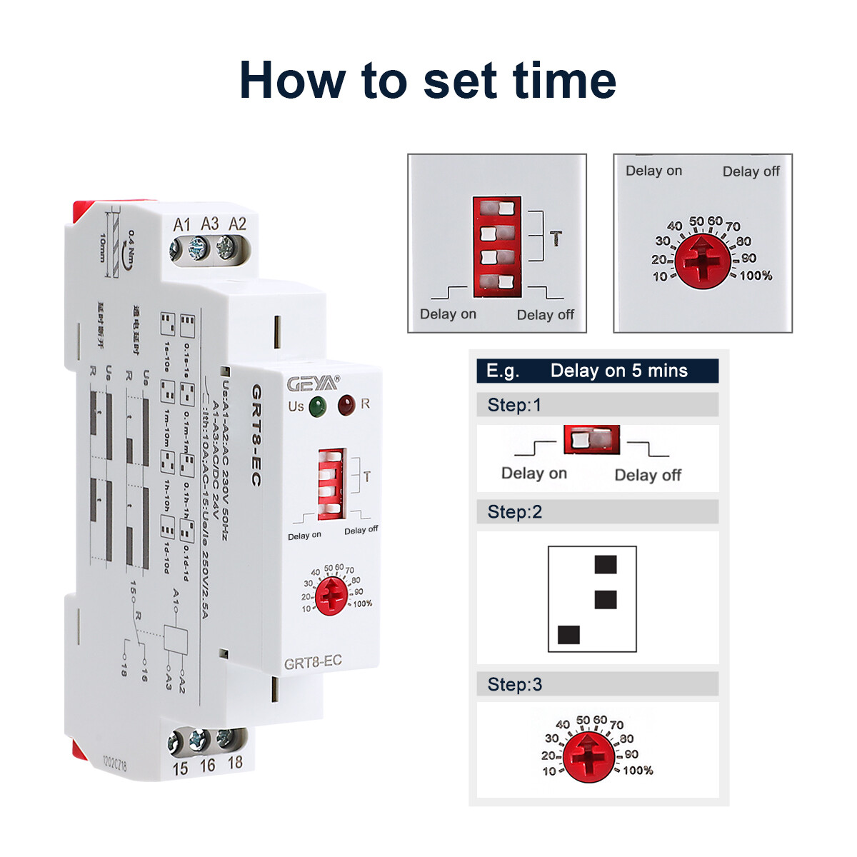 GEYA Off Delay&On Delay Time Cycler Delay Relay Switch DC24V AC230V Household