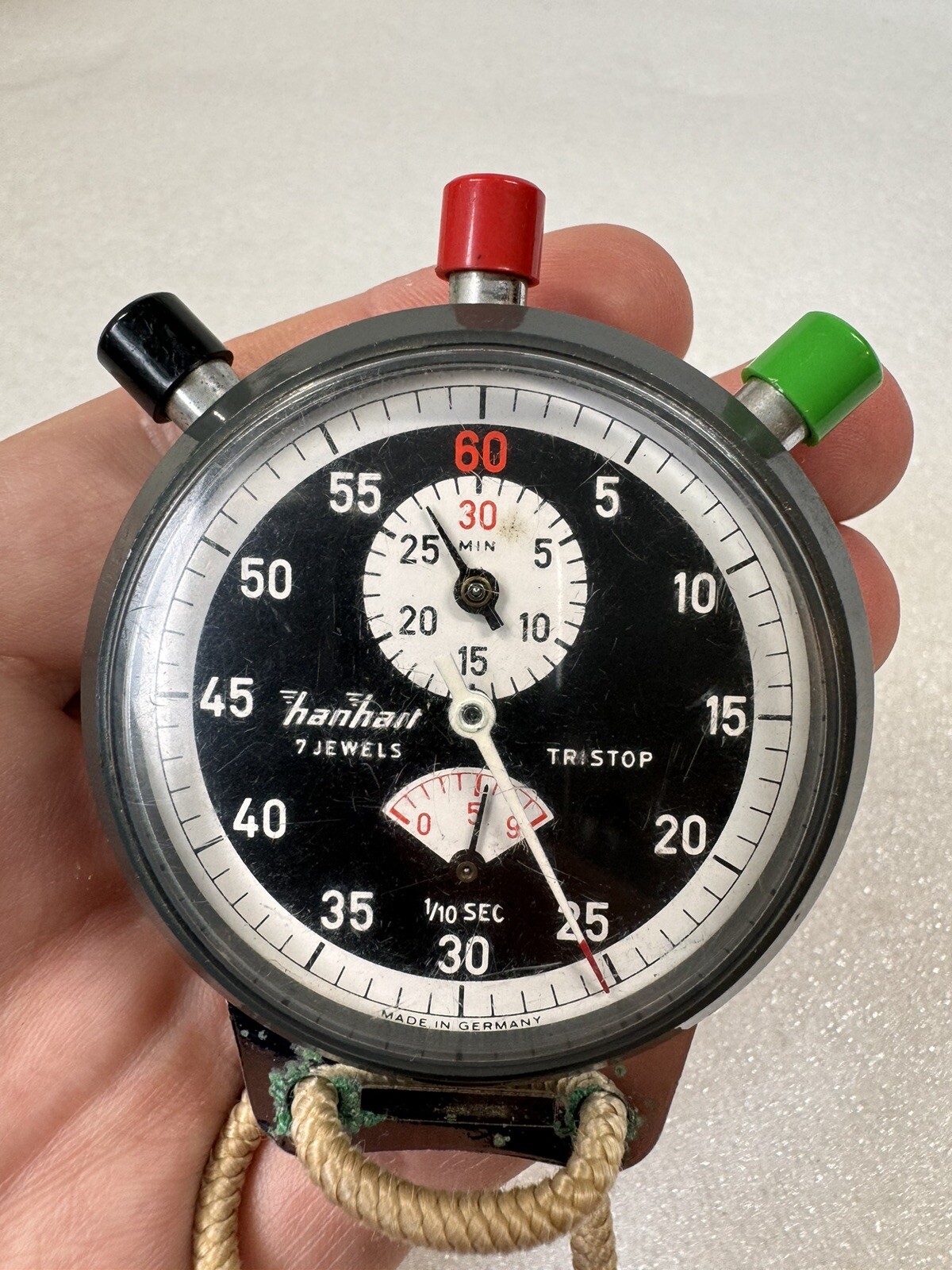 Vintage Hanhart Mechanical 3-button TRISTOP Stopwatch Germany - AS-IS!