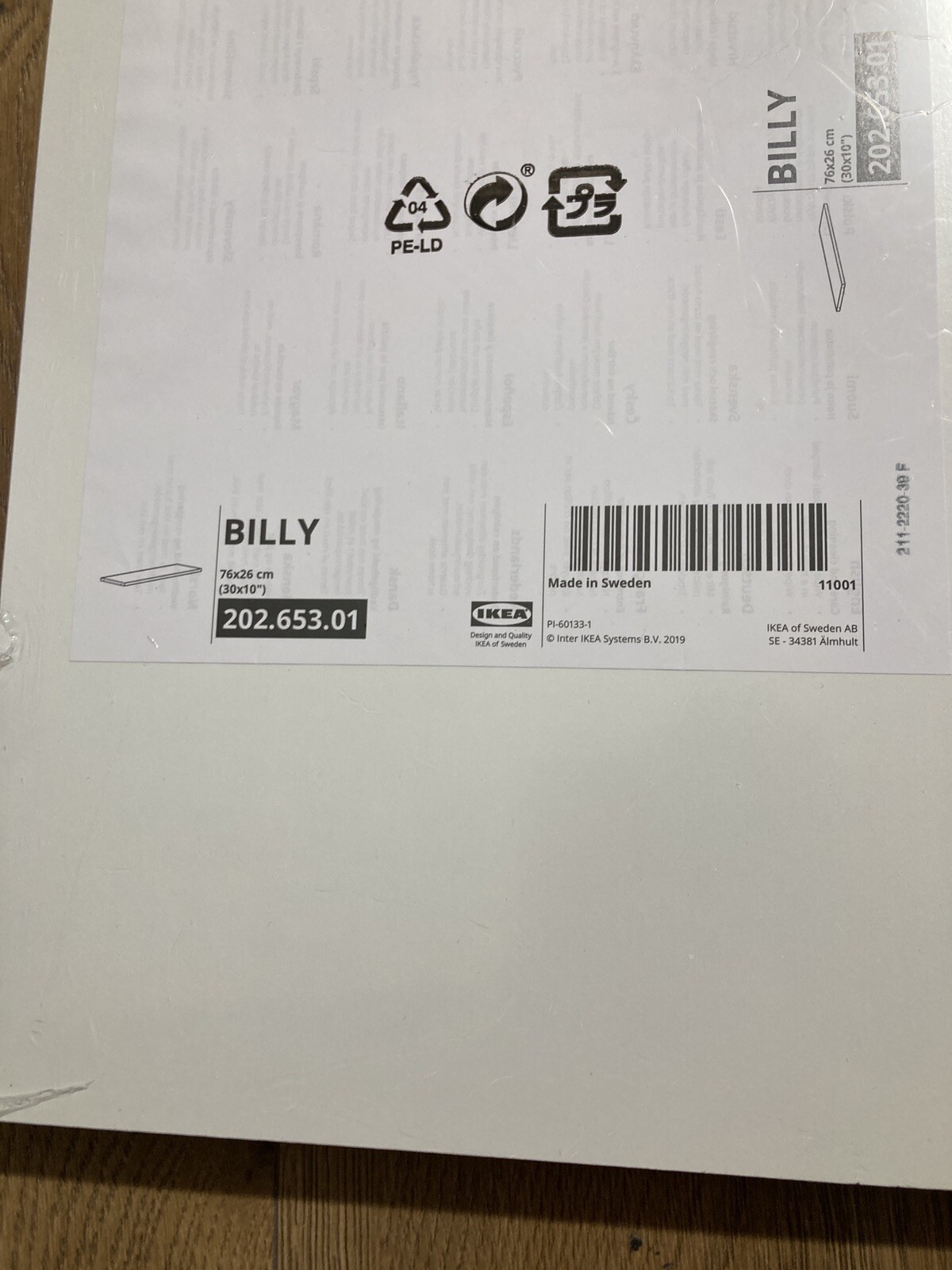 Ikea BILLY ONE Extra Shelf WHITE 30 x 10" New 202.653.01 Same Day Shipping