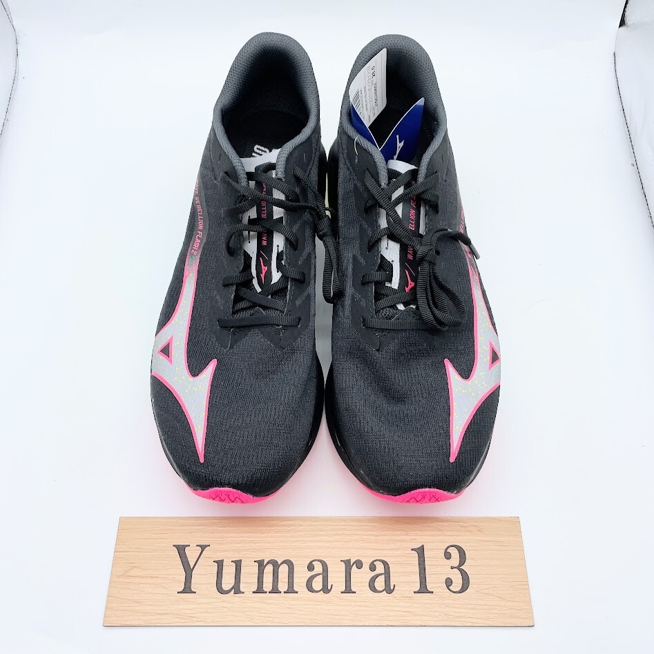 Mizuno Wave Rebellion Flash 2 Black Pink Yellow width 2E J1GC243652 Men's Size