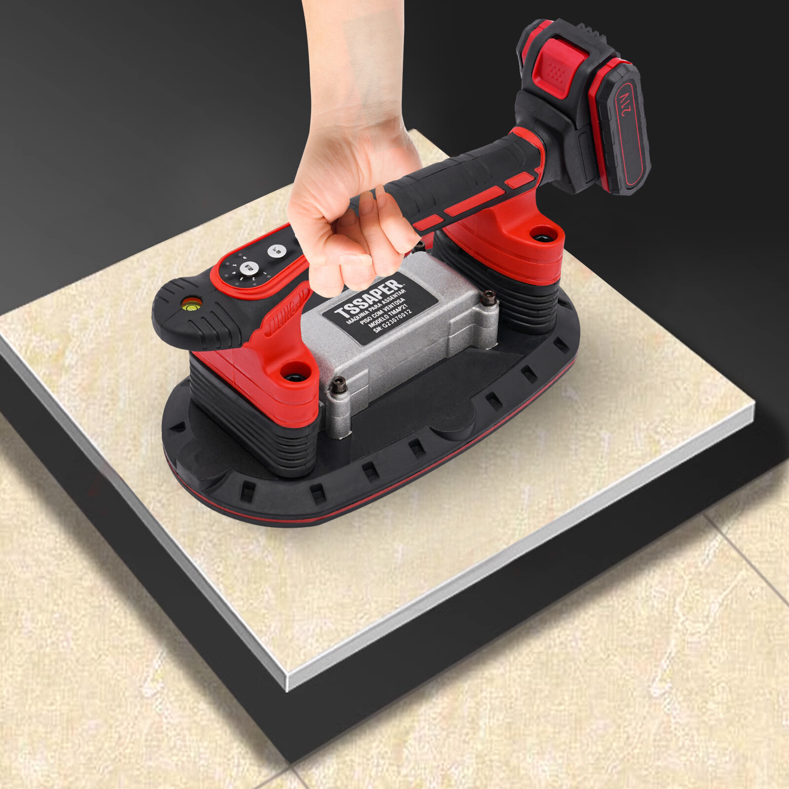 21V Handheld Tile Vibration & Suction Tool 6-Speed Dual-Mode 2×2000mAh