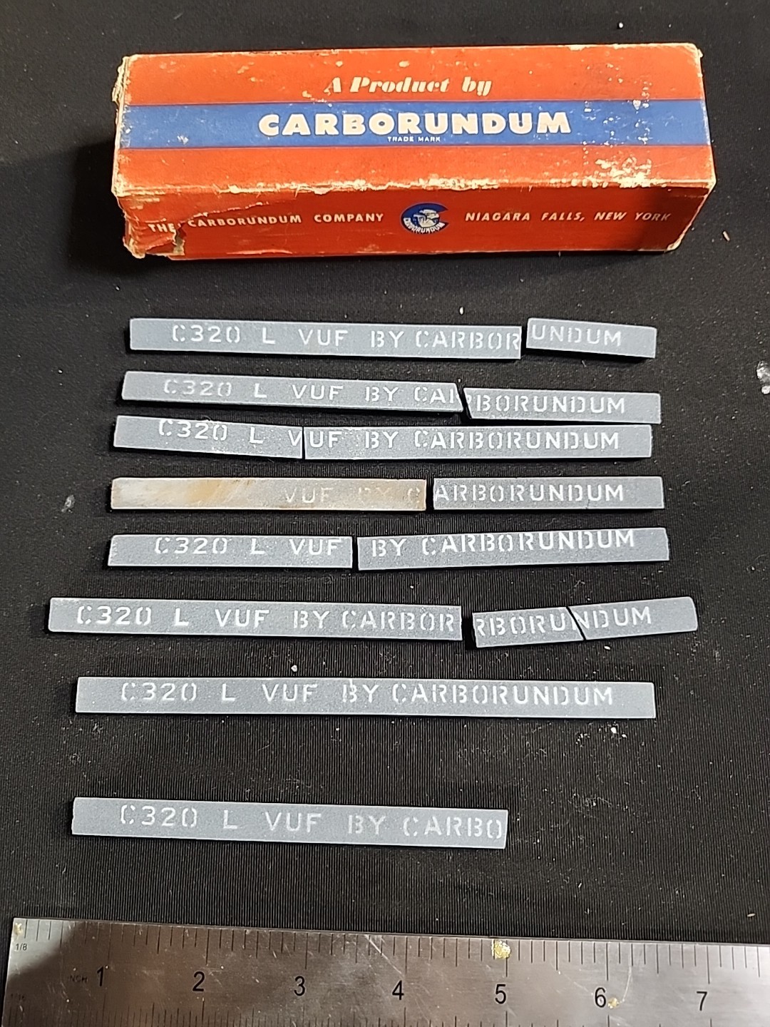 Vintage Carborundum Sharpening Hone Sticks 6", Broken Pieces
