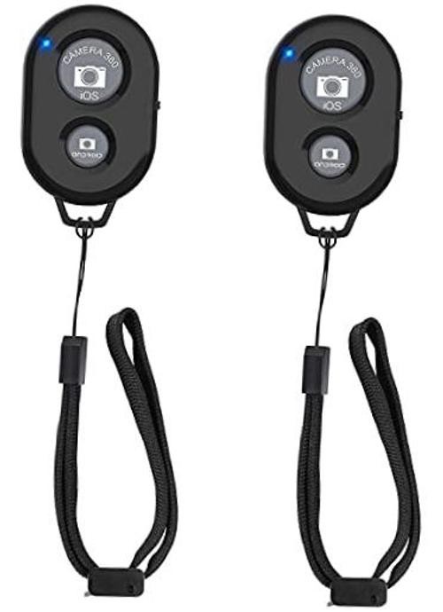 Wireless Camera Remote Shutter for Smartphones (2 Pack), Wireless Black+Black