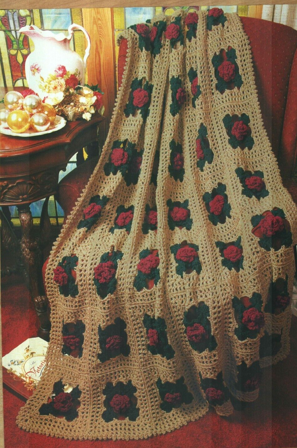 ROYAL TREATMENT FLOWER AFGHAN HOME DECOR CROCHET PATTERN INSTRUCTIONS