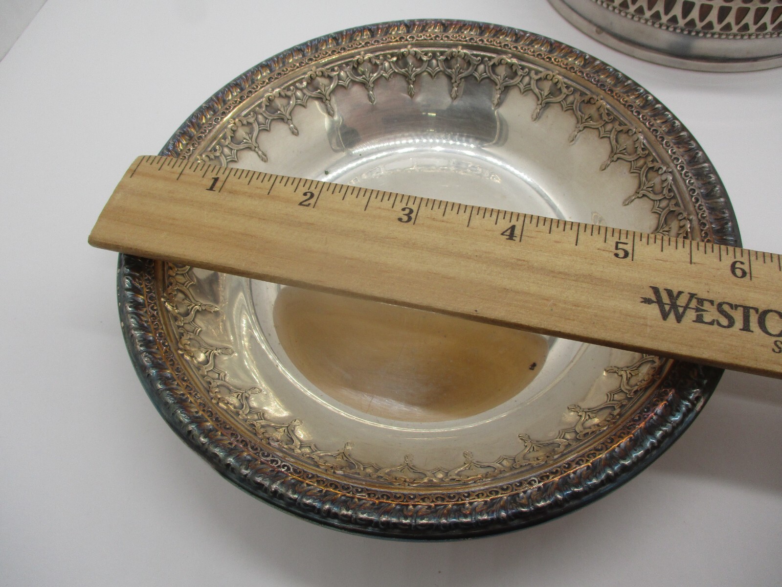 Some Silverplate Stuff, Trivet, Bowl, Wine Bottle Holder?