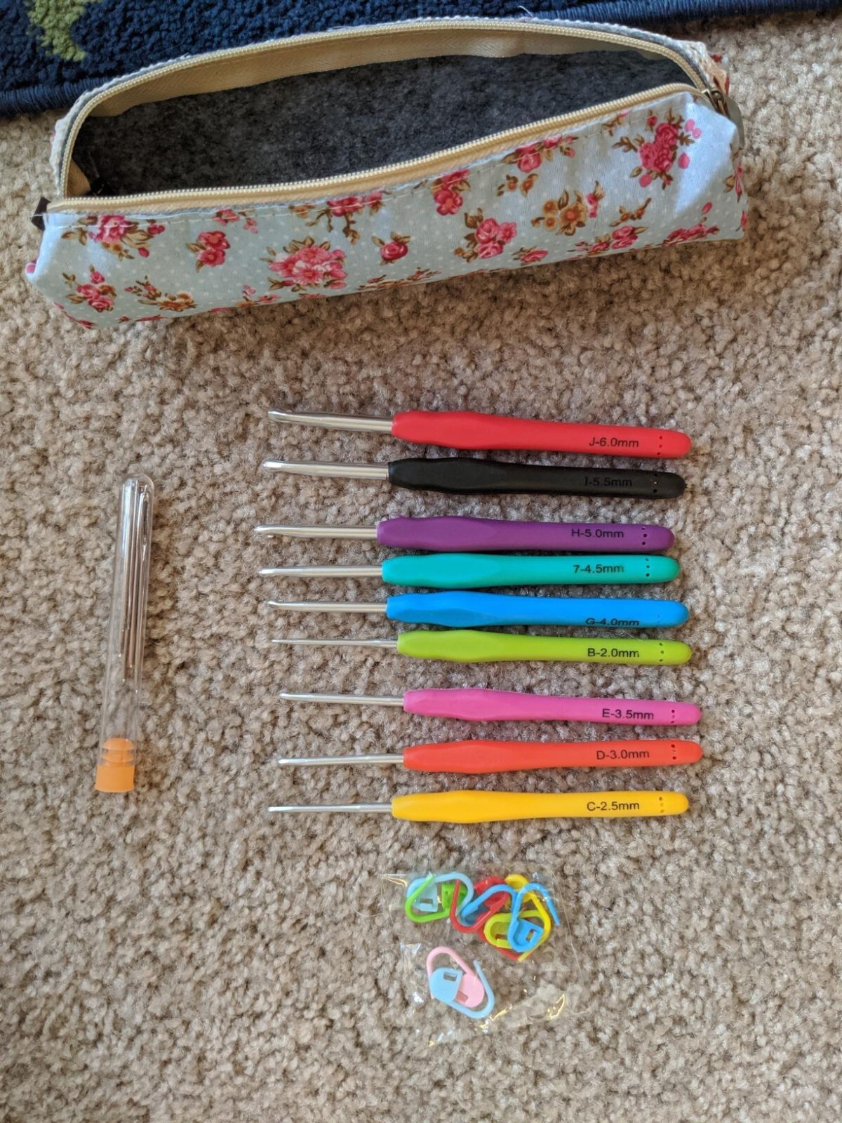 Large-Eye Blunt Needles Yarn Knitting Plus Crochet Hooks Set 9 Sizes Set NEW