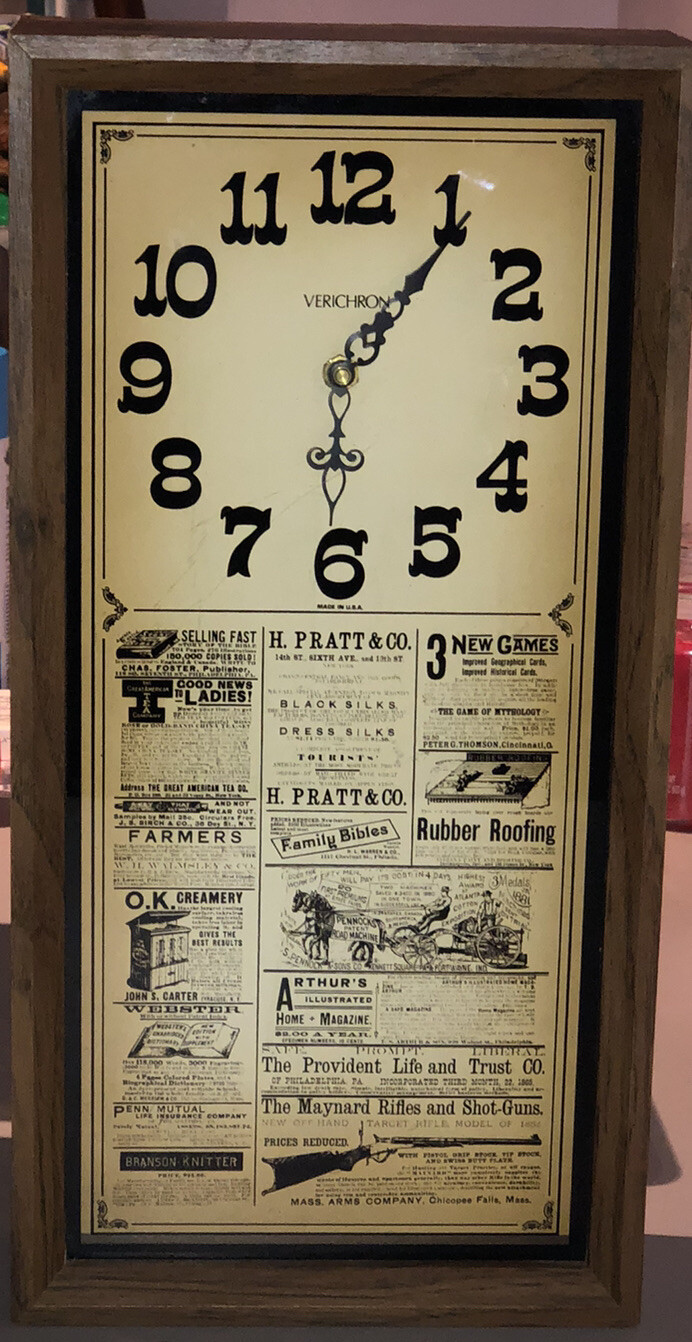 Western Inspired Style Verichron Wall Clock Vintage 1980 19.5"x10" Made In USA