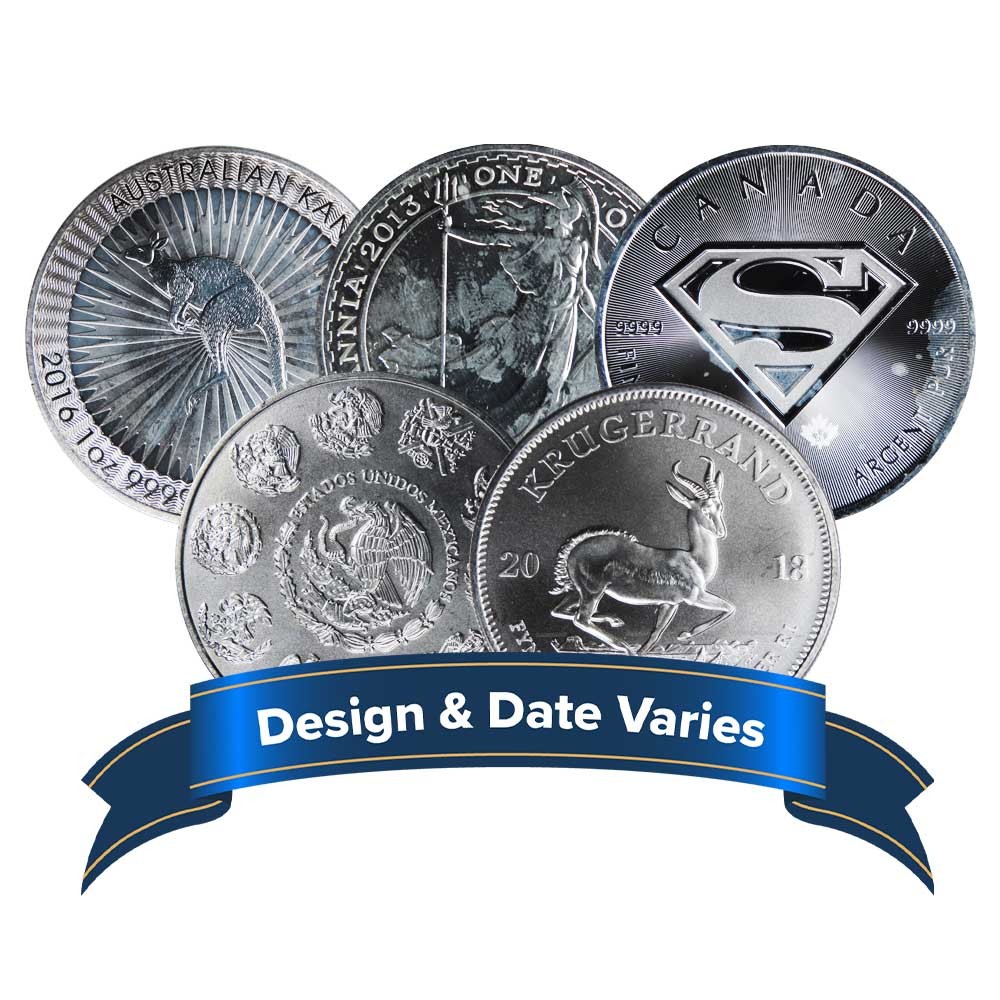 1 Troy oz Random World Silver Coin .999 Fine Impaired