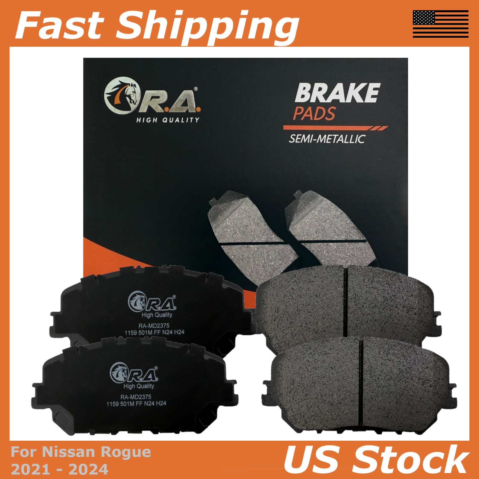 Front Disc Brake Pads for 2021 2022 2023 2024 Nissan ROGUE 1.5L 2.5L S SL SV