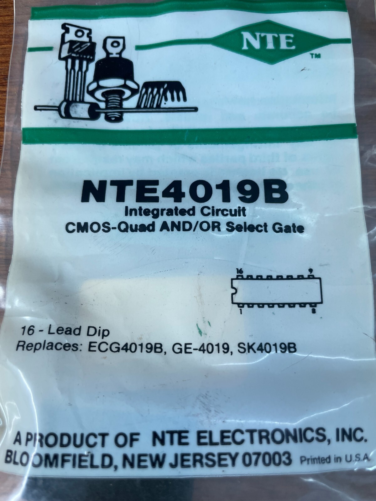 3ea NTE4019B, CMOS Quad AND/OR Select Gate ~ 16 Pin DIP (ECG4019B)