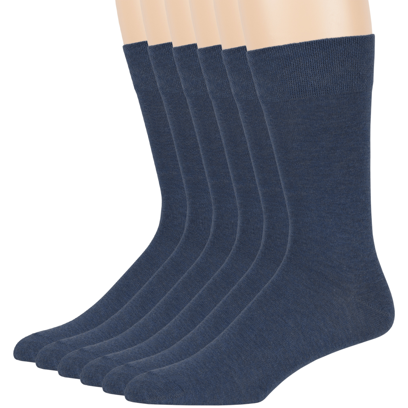 Men's Cotton 6 Pack Dress Business Casual Soft Crew Socks Large 10-13 Light Navy