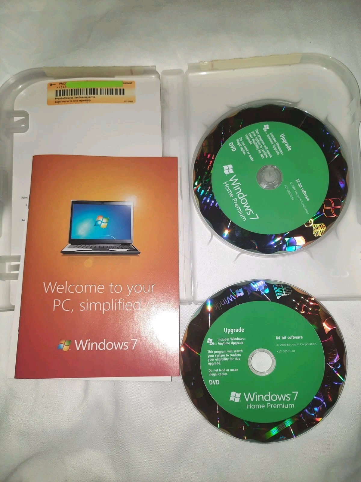 Microsoft Windows 7 Home Premium UPGRADE 32 & 64 Bit DVDs MS Windows With Key