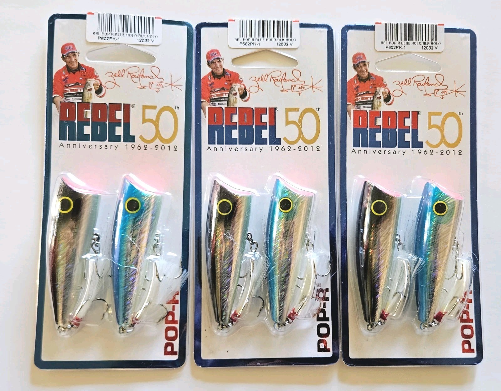 (3) Rebel 50th Anniversary Zell Rowland Limited Edition Pop-R Topwater 2-Packs