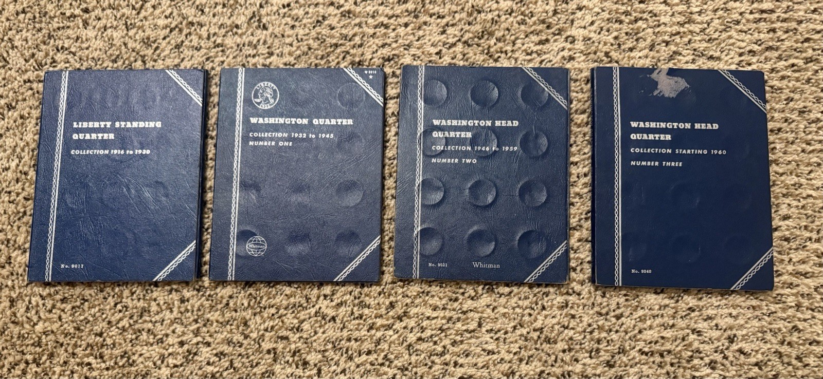 Lot Of 4 Standing Liberty-Washington Quarter Albums. 1916-1960+ USED