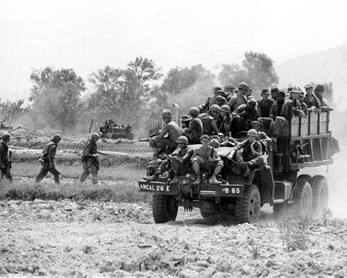 Truck Filled With Troops at Chu Lai During the Vietnam War 1969 Photo