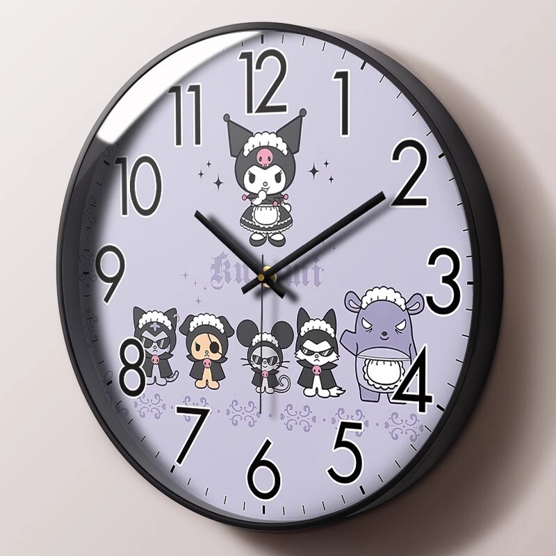 My Melody Kuromi Bedroom Wall Clock Digital Battery Powered Silent Home Decor