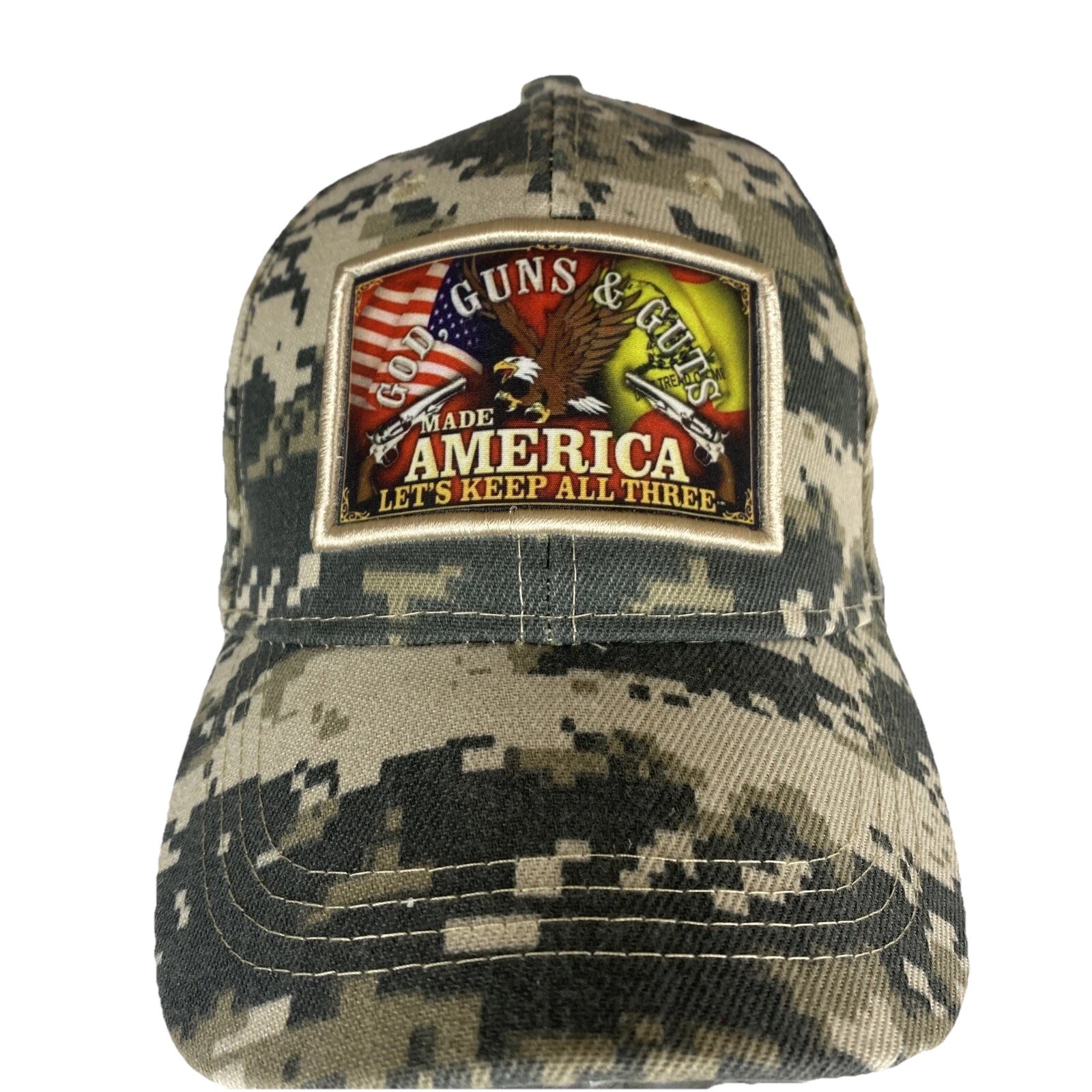 God, Guns & Guts Made America Let’s Keep All Three Camo Hat Hunting Fishing