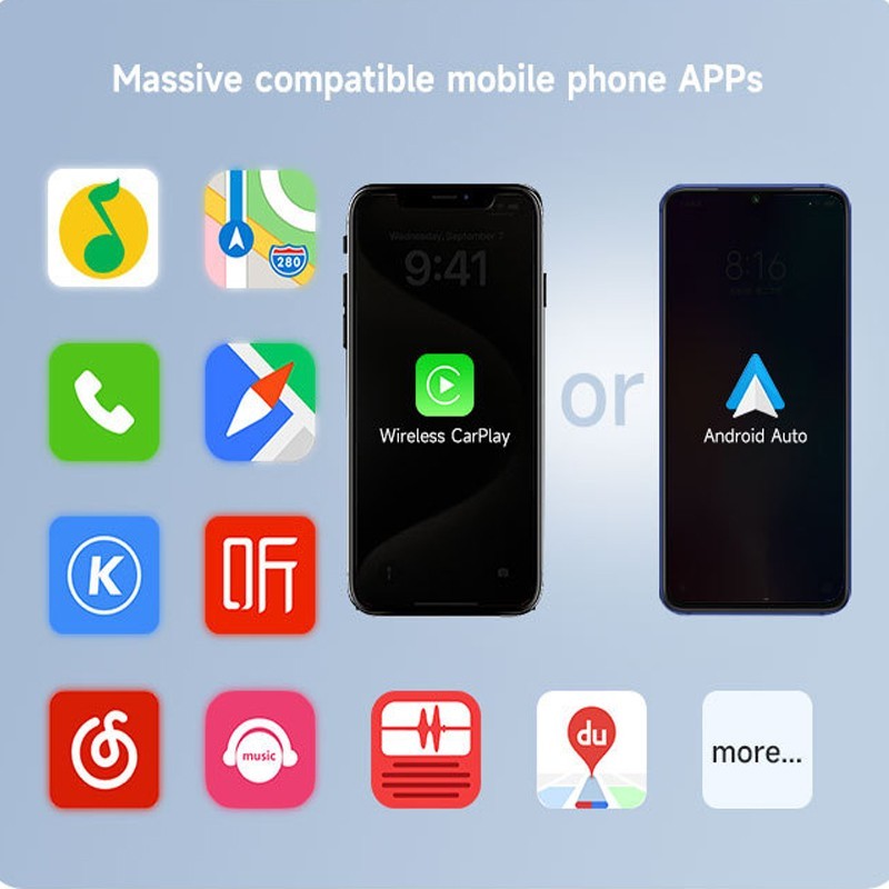 2IN1 Android Auto Wireless CarPlay Adapter Dongle for Android 11+ Converts Wired