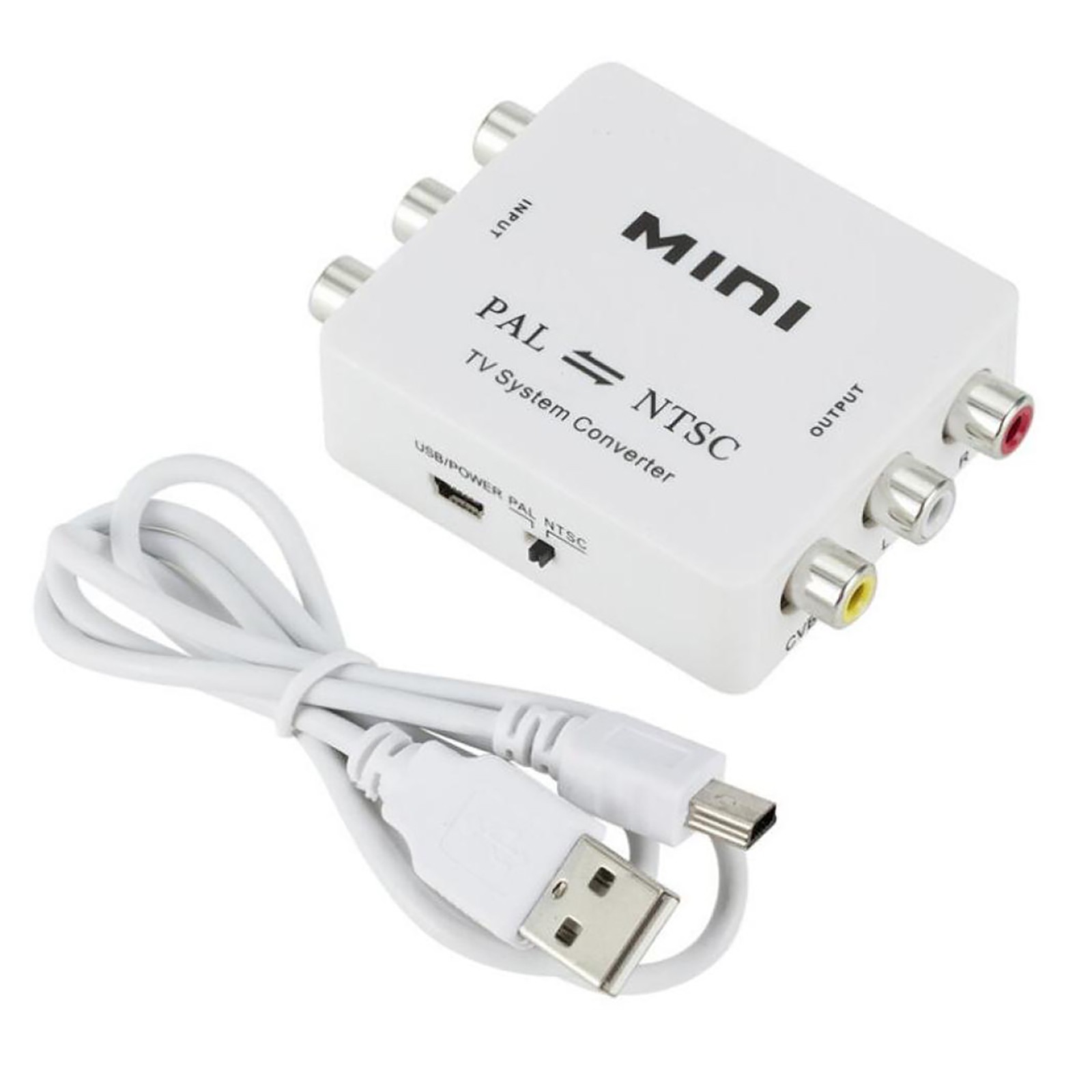 Dual-Way 3 RCA TV System Converter Format Video USB Powered PAL NTSC Converter J