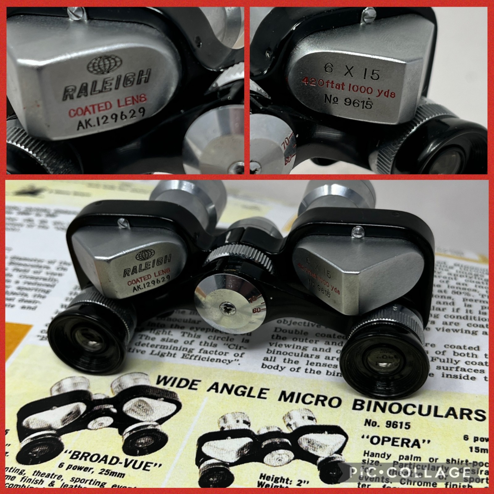 Vtg Raleigh Ballet 9615 Coated Lens Binoculars TheatreSports Events Pocket Size