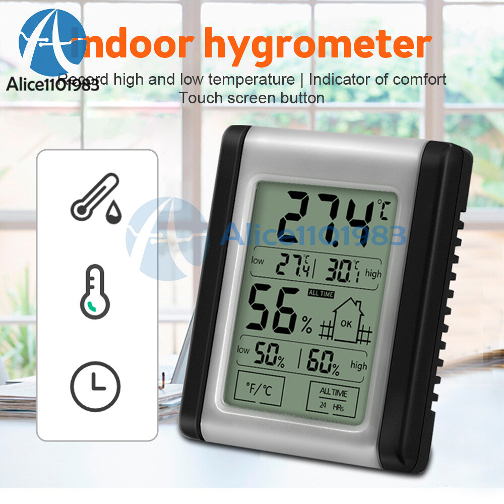 Digital Touchscreen Indoor Hygrometer Thermometer Temperature Humidity Monitor