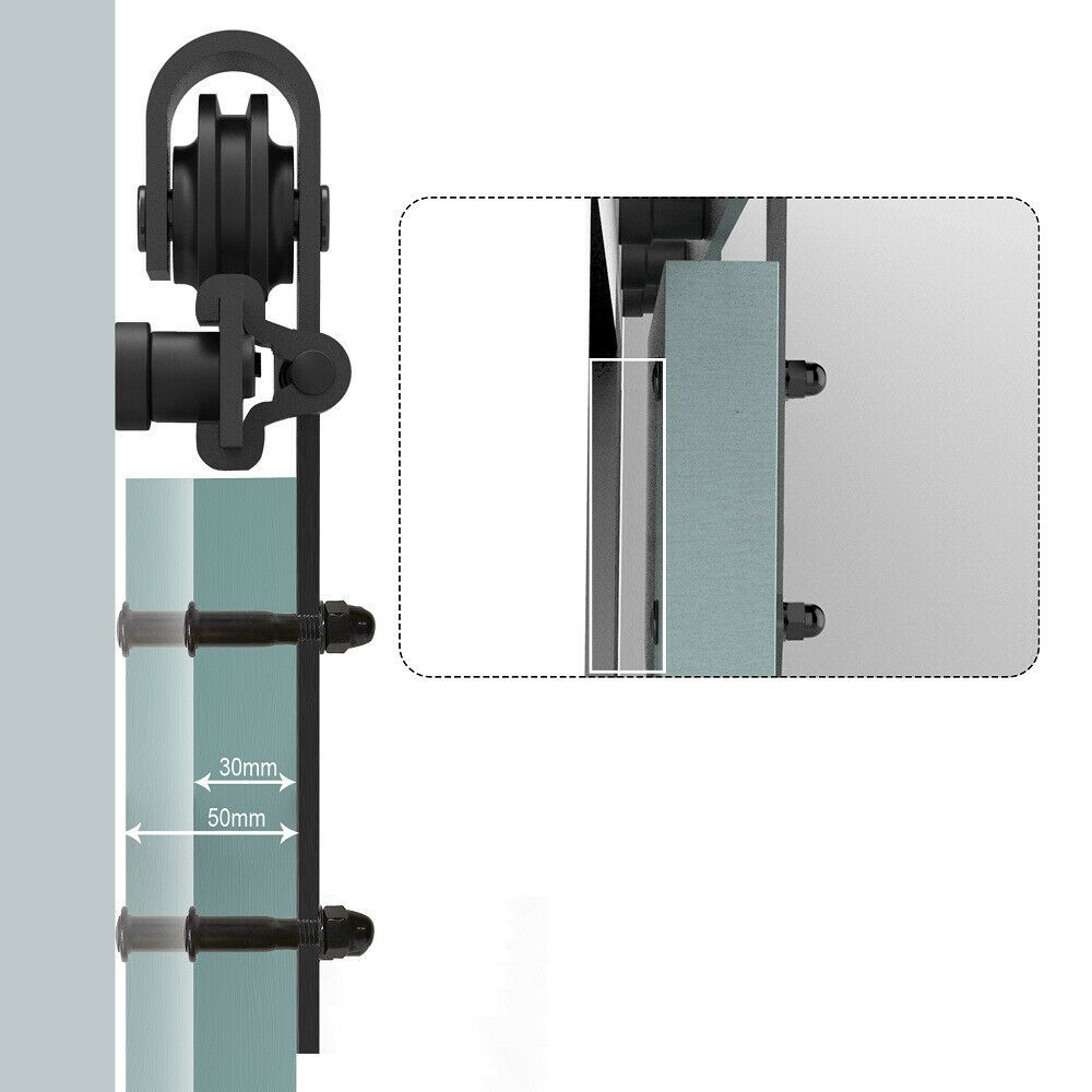 6.6 FT Sliding Barn Wood Door Basic Sliding Track Hardware Kit (Basic"J")