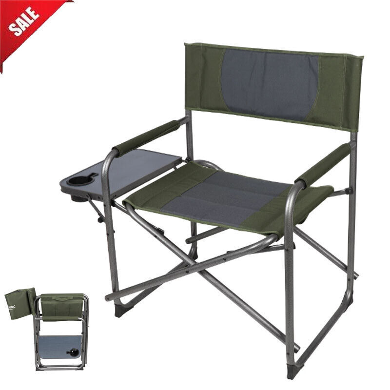 Folding Camping Chair HeavyDuty with Cup Holder Oversize Director Chair Portable