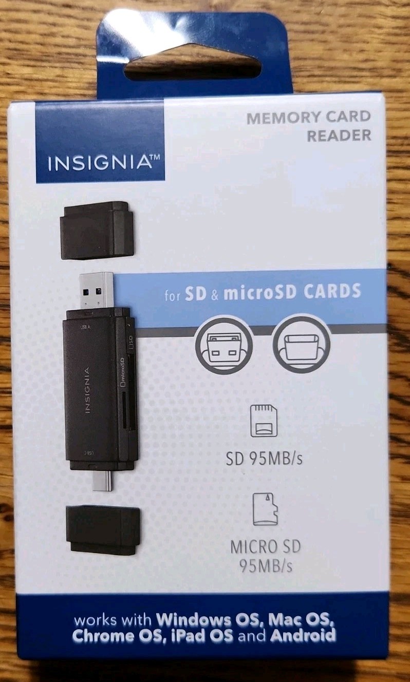 Insignia USB-C usb to SD microSD Memory Card Reader PC MAC Tablets ios Android