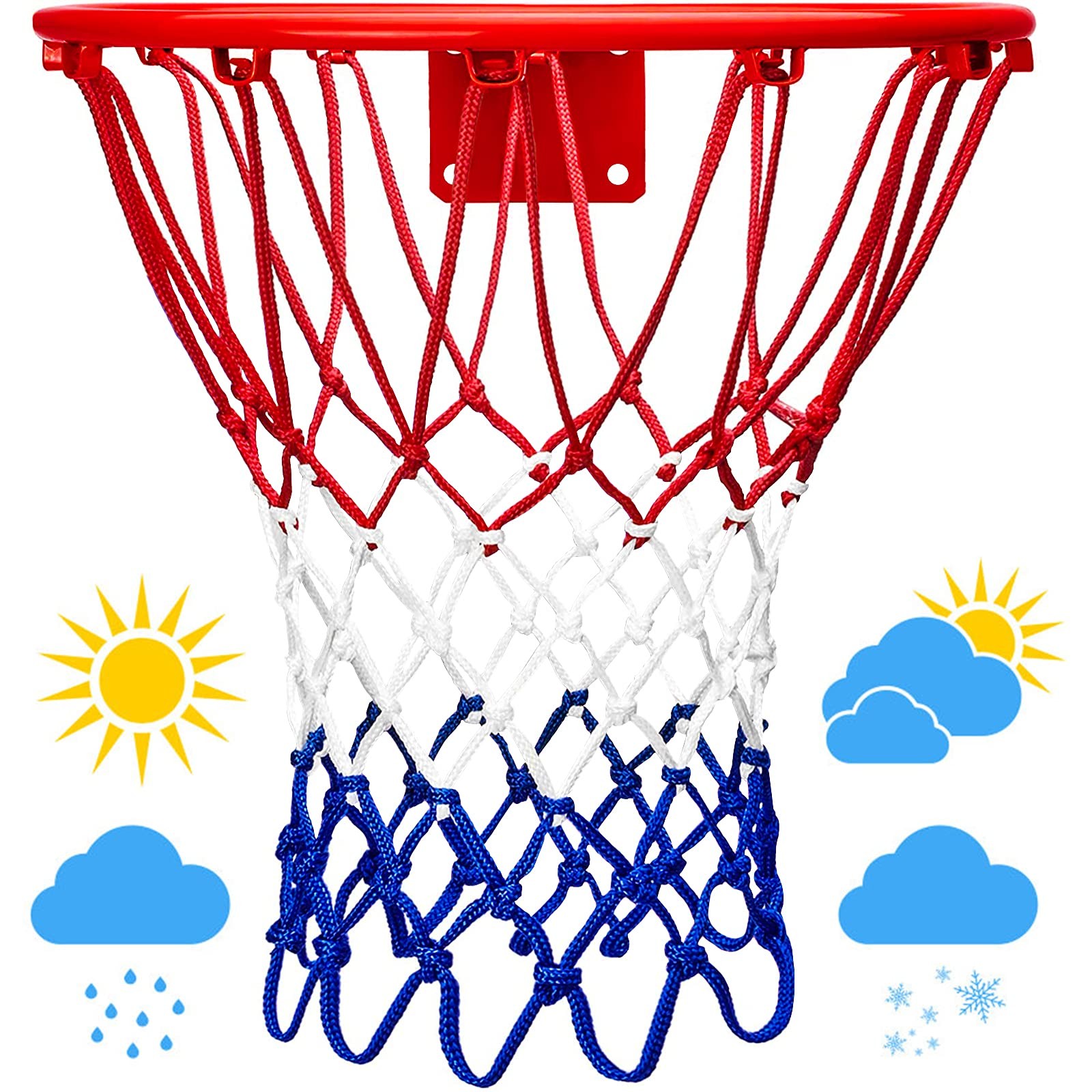 LAO XUE 2025 Heavy Duty Basketball Net, All-Weather, 12 Loops, 21"
