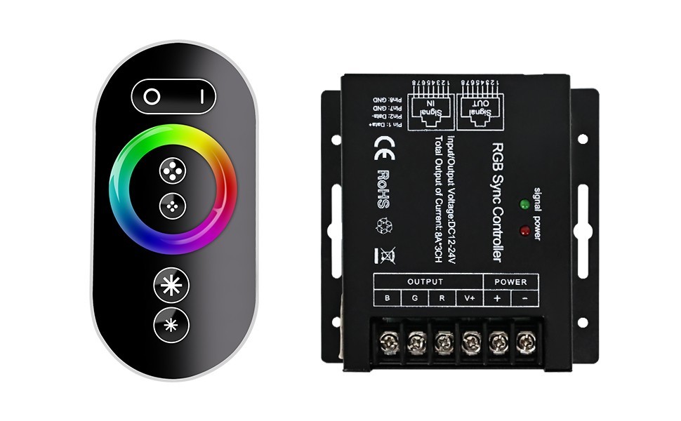 RGB LED Touch Remote Controller Dimmer Controller LED Strip Light DC12V-24V  24A