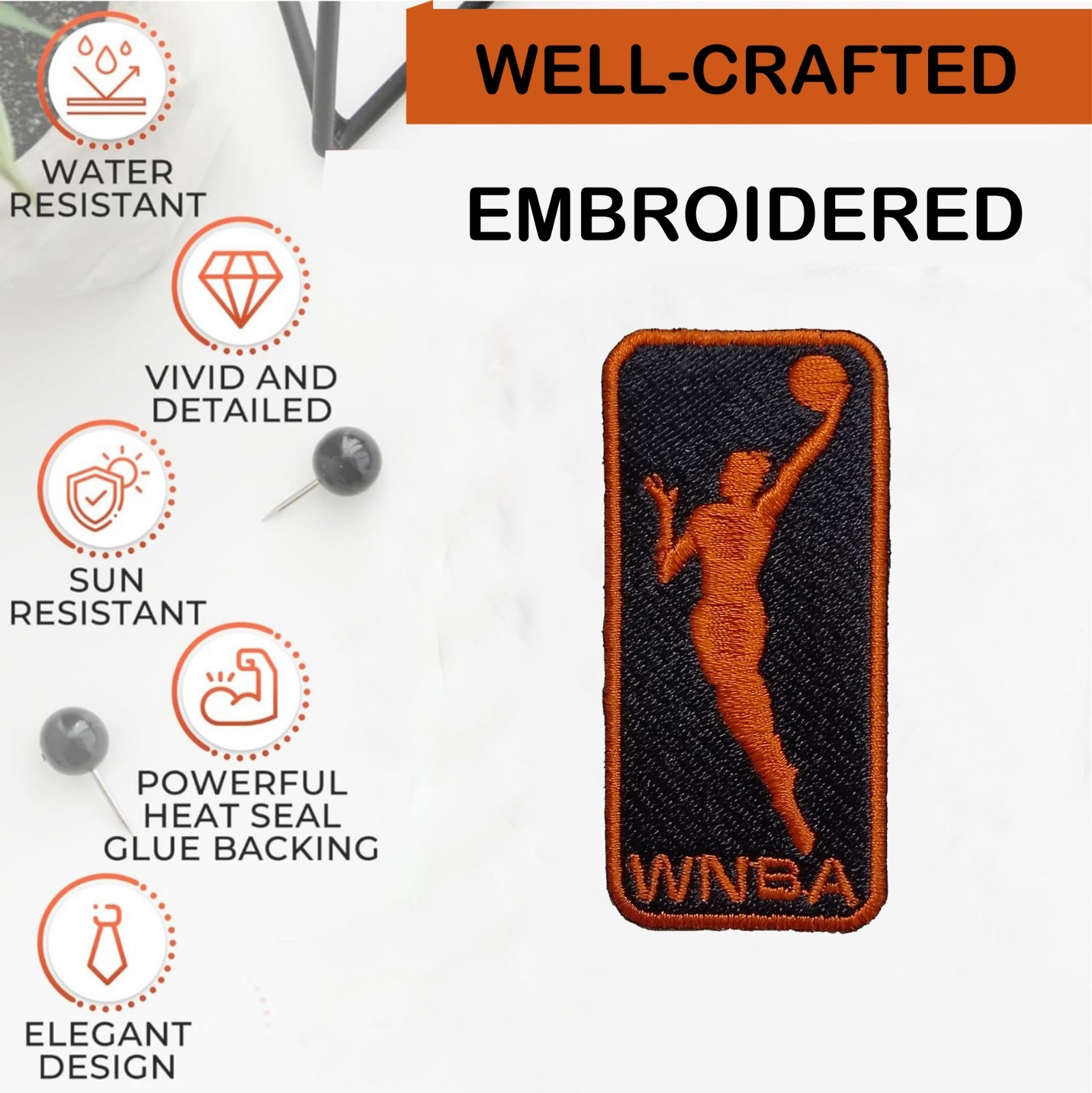Pack Of 2 WNBA Basketball Logo Iron On Patch - Sew Patch - Embroidered Patch