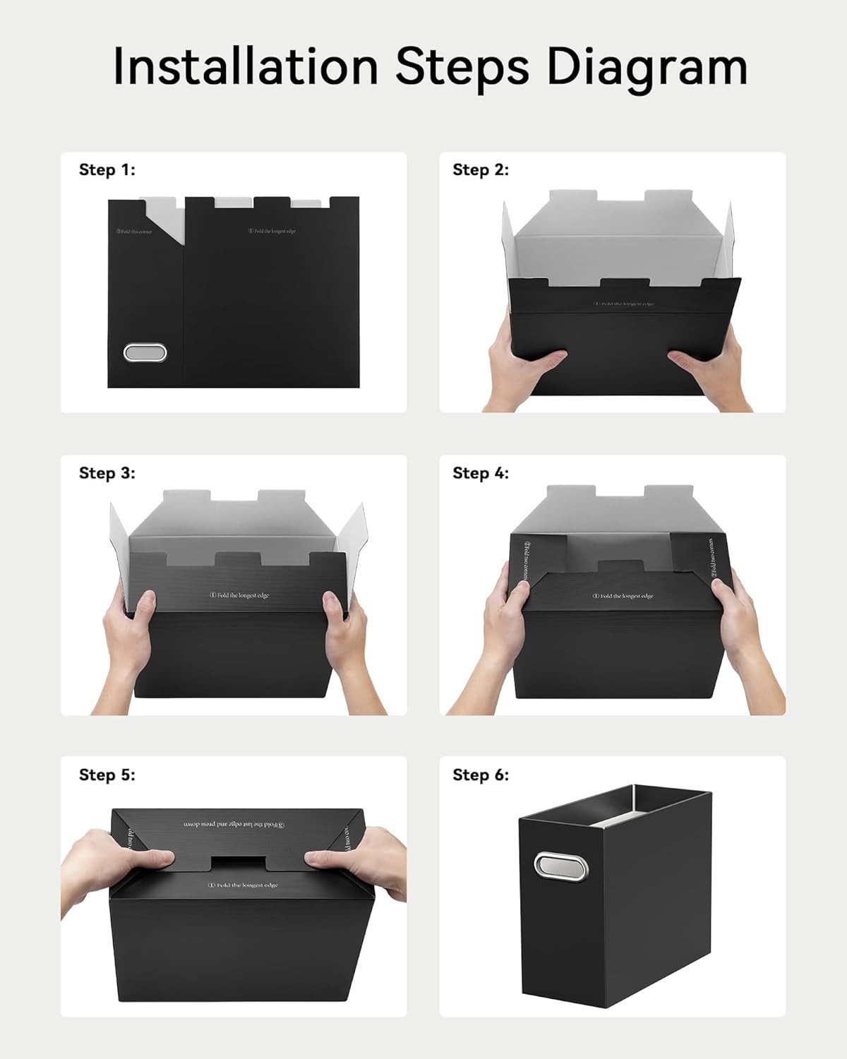 File Organizer Box, Portable Collapsible Cardboard File Folder Organizer with