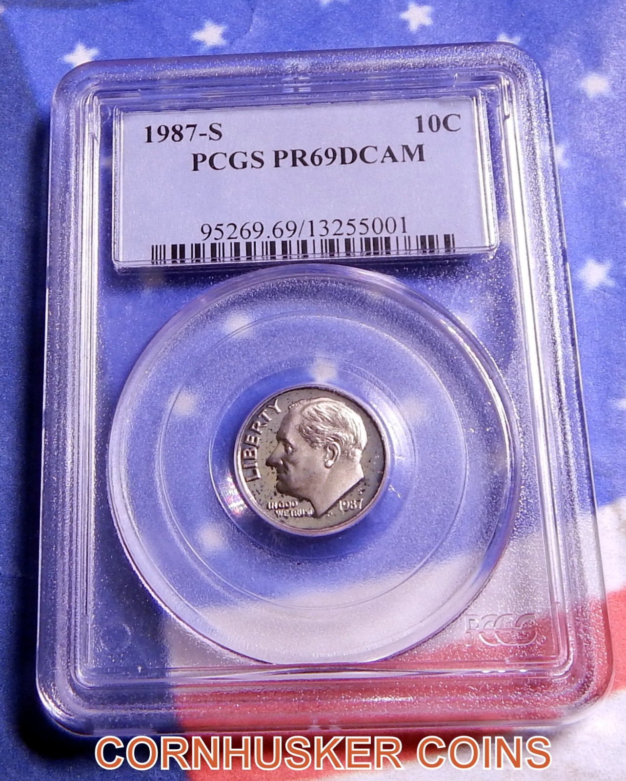 1987-S ROOSEVELT DIME BY PCGS PR69DCAM ~ BRIGHT MIRROR ~  FREE SHIPPING
