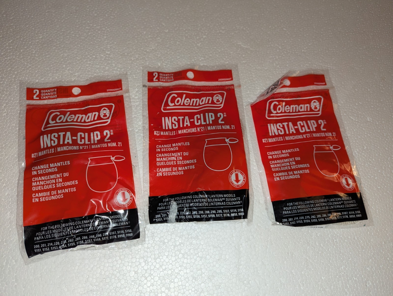3 Bags Coleman Lantern Insta-Clip 2 #21 Mantles 2 Per Package 6 Total Mantles