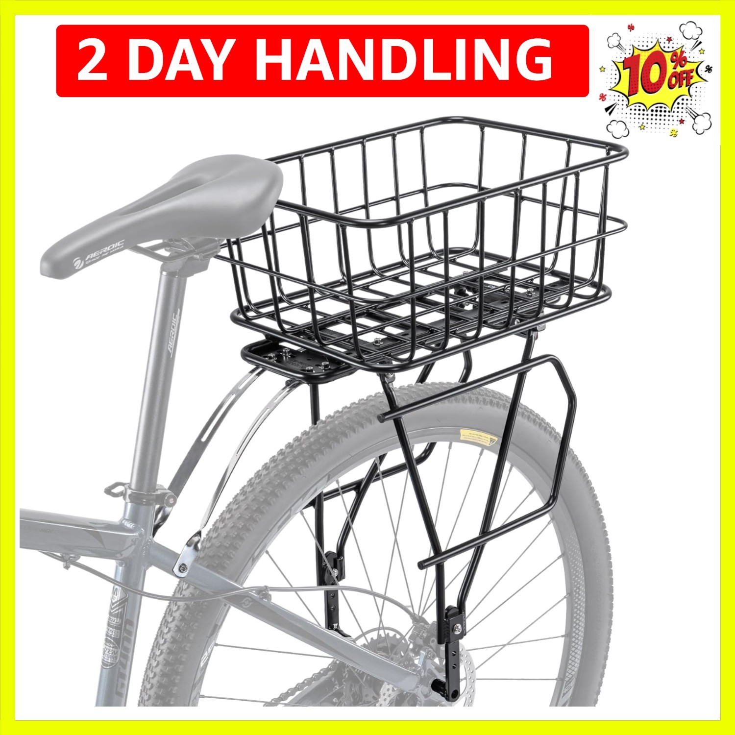 Rear Bike Rack with Basket - Bike Cargo Rack for Disc Brake/Non-Disc Brake Mo...