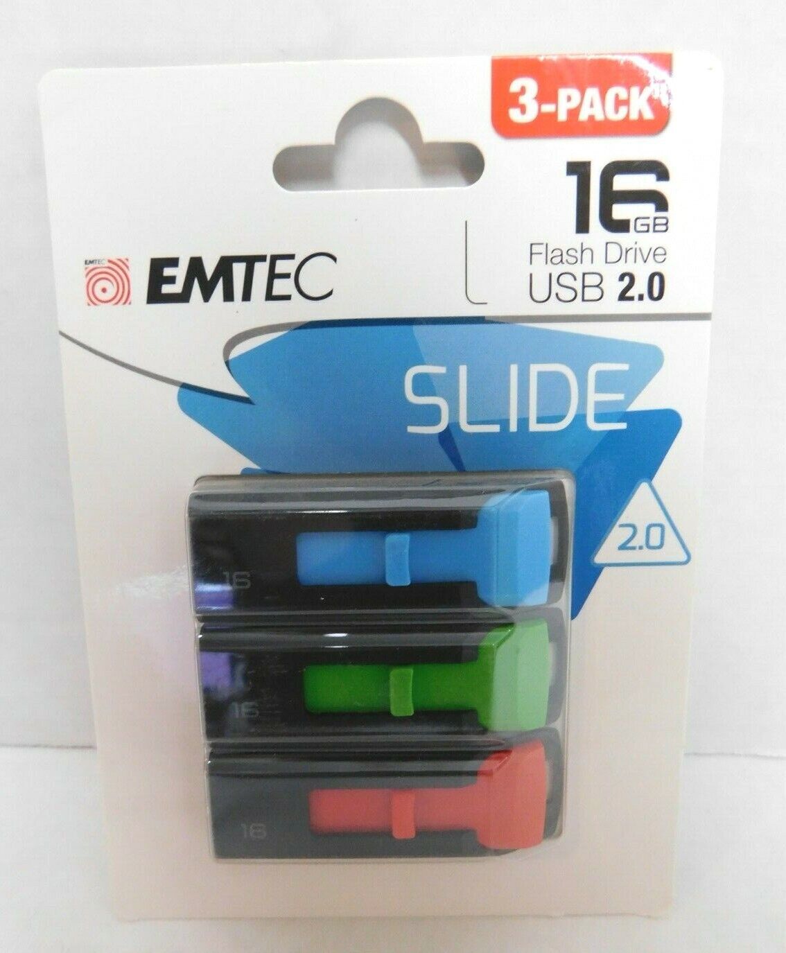 Emtec Slide 16GB USB 2.0 3-Pack Flash Drives Thumb Drive Laptop PC