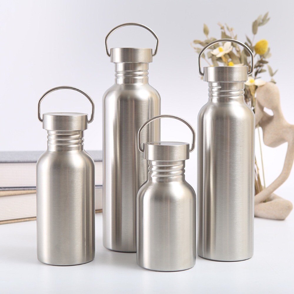New Stainless Steel Bicycle Flask with Handle Portable Single Layer Water Bottle